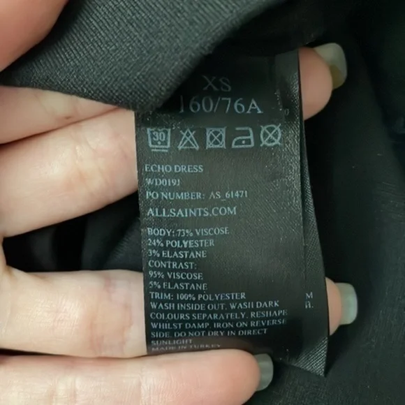 All Saints Echo dress black mini sexy comfy lbd mini - Picture 6 of 13
